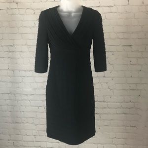 Women's Adrianna Papell black cocktail pleated sheath dress. Size 2 petite